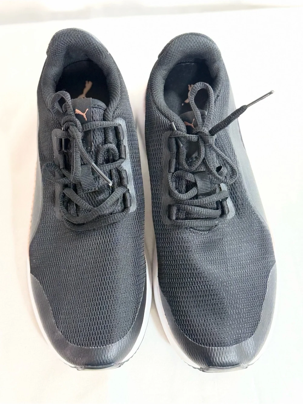 Puma Men's Black Mesh Athletic Sneakers with White Sole